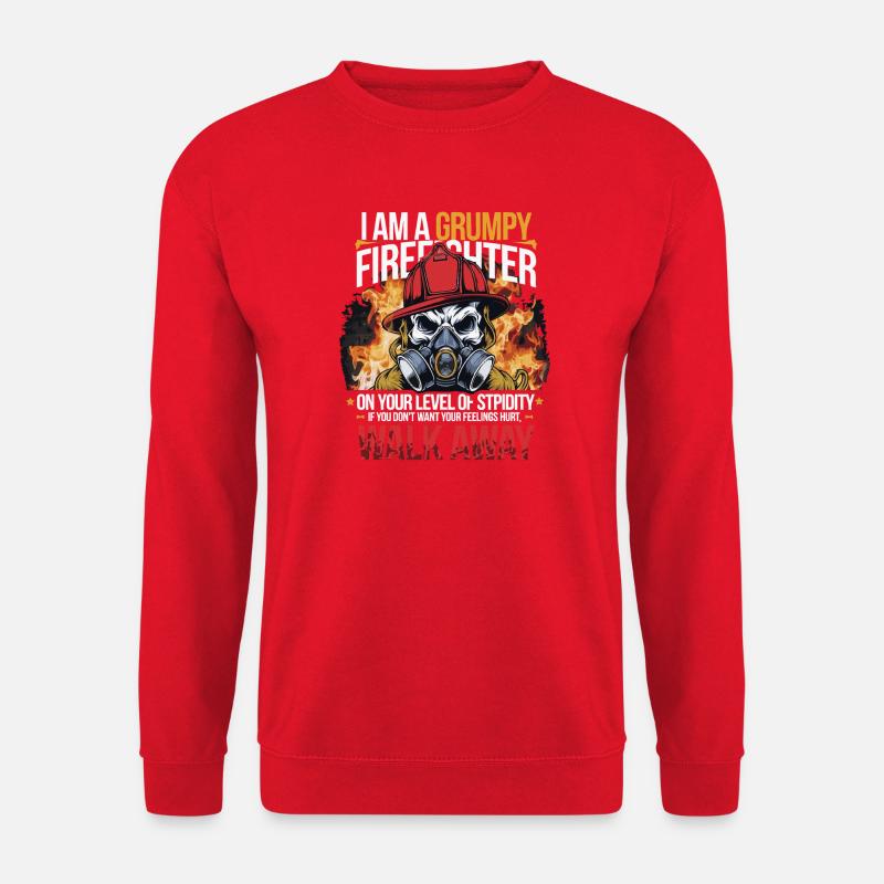 Grumpy Firefighter Skull Design - Sweat-shirt Unisexe - rouge