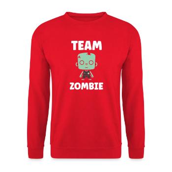 Energetische Zombie-Minimalistische Illustration - Unisex Pullover - Rot - Vorne - Alina (178cm) & Michal (187cm)