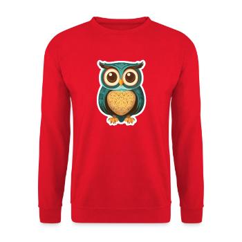 Eule - Unisex Pullover - Rot - Vorne - Alina (178cm) & Michal (187cm)