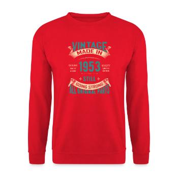 Vintage 1953 Inspired Typography Design - Unisex Sweatshirt - red - Front - Alina (178cm) & Michal (187cm)