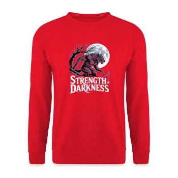 Grafik zur Stärke des Mondwerwolfs - Unisex Pullover - Rot - Vorne - Alina (178cm) & Michal (187cm)