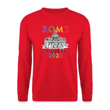 Rome 2025 Jubilé et Vatican Saint-Pierre v5 - Sweat-shirt Unisexe - rouge - Devant - Alina (178cm) & Michal (187cm)