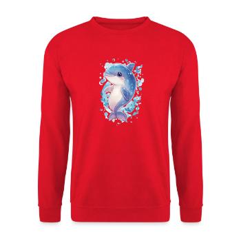 Dolphin - Unisex Sweatshirt - red - Front - Alina (178cm) & Michal (187cm)