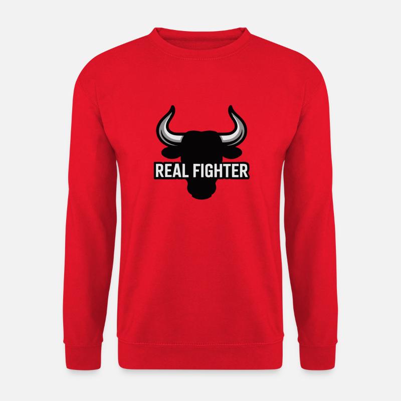 Fetter Bullenschädel mit echtem Kämpfertext - Unisex Pullover - Rot
