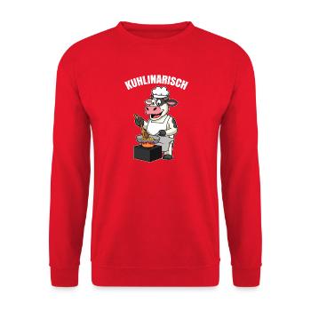 Chef Cow Cooking Cook Cowlinary - Unisex Sweatshirt - red - Front - Alina (178cm) & Michal (187cm)