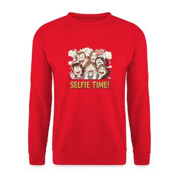 Illustration colorée d'un selfie de groupe - Sweat-shirt Unisexe - rouge - Devant - Alina (178cm) & Michal (187cm)