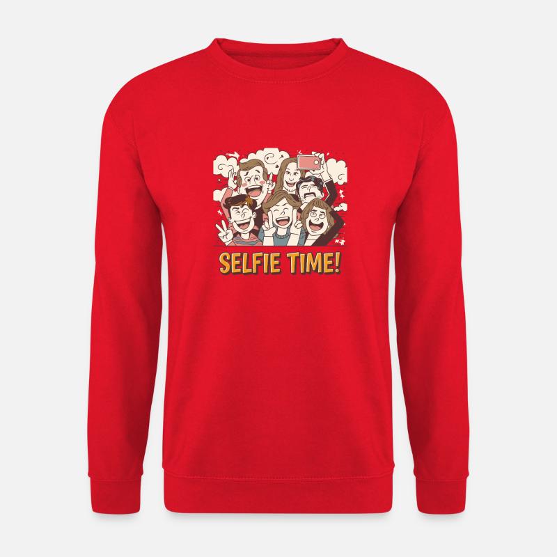 Bunte Gruppen-Selfie-Illustration - Unisex Pullover - Rot