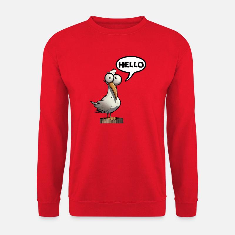 Humorvoller Möwe mit Sprechblase - Unisex Pullover - Rot