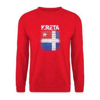 Crete Flag Art Print - Unisex Sweatshirt - red - Front - Alina (178cm) & Michal (187cm)