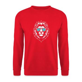 Lion Face with Sunglasses - Unisex Sweatshirt - red - Front - Alina (178cm) & Michal (187cm)