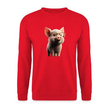 Schwein Hausschwein Sau Schweine Liebe Schweinchen - Unisex Pullover - Rot - Vorne - Alina (178cm) & Michal (187cm)