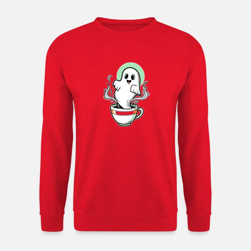 Funny Ghost Coffee Cup Design - Unisex Sweatshirt - red