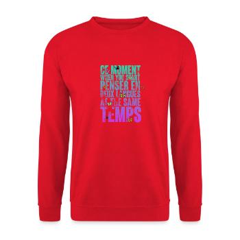 COOLER SPRUCH FÜR MEHRSPRACHLER, INTERNATIONAL - Unisex Pullover - Rot - Vorne - Alina (178cm) & Michal (187cm)