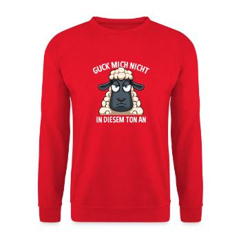 Guck Mich Nicht In Diesem Ton An Schaf - Unisex Pullover - Rot - Vorne - Alina (178cm) & Michal (187cm)