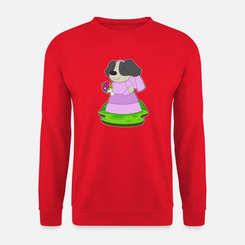 dog bride bouquet wedding - Unisex Sweatshirt - red