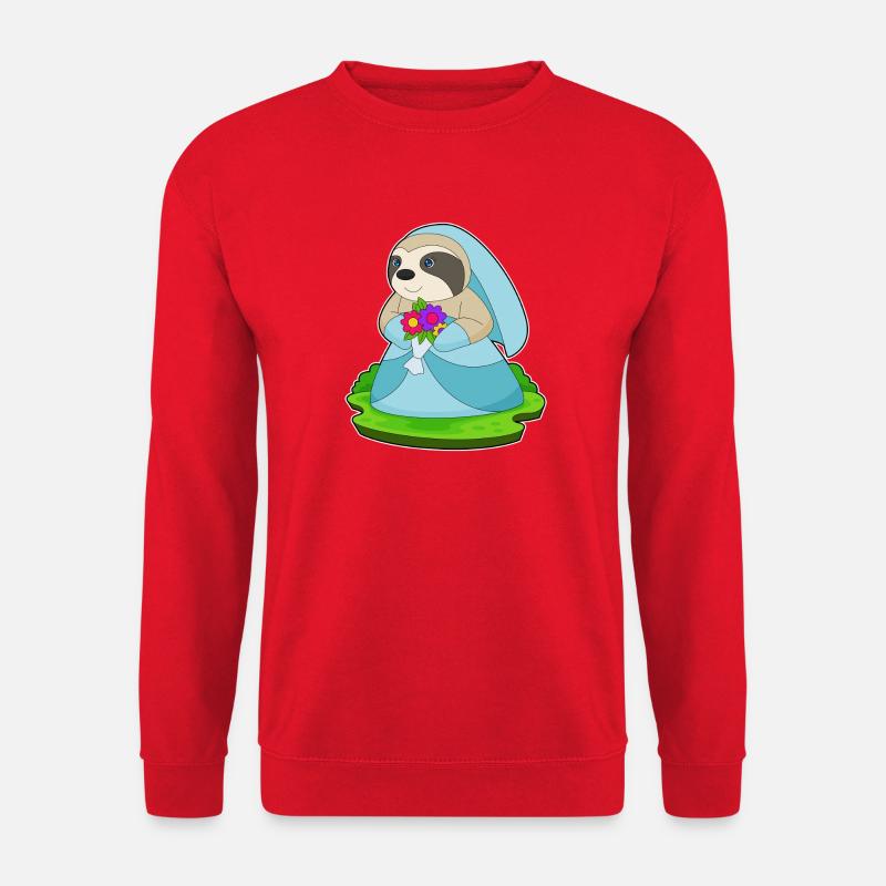 Sloth Bridal Bouquet Wedding - Unisex Sweatshirt - red