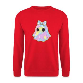 Pastel Holographic Ghost Halloween Design - Unisex Sweatshirt - red - Front - Alina (178cm) & Michal (187cm)