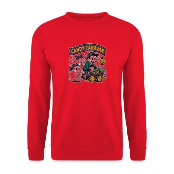 Candy Caraval Halloween Design - Unisex Pullover - Rot - Vorne - Alina (178cm) & Michal (187cm)
