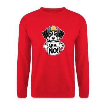 Chien mignon avec casquette et tasse - Sweat-shirt Unisexe - rouge - Devant - Alina (178cm) & Michal (187cm)