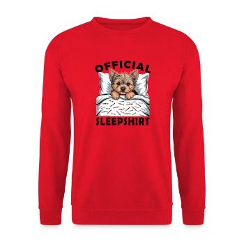 Yorkie im Bett Liebesbotschaft - Unisex Pullover - Rot - Vorne - Alina (178cm) & Michal (187cm)