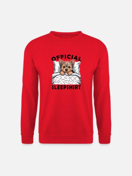 Yorkie im Bett Liebesbotschaft - Unisex Pullover - Rot