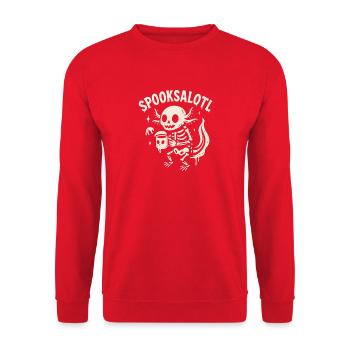 Spooksalot Skeleton Drink Design - Unisex Sweatshirt - red - Front - Alina (178cm) & Michal (187cm)
