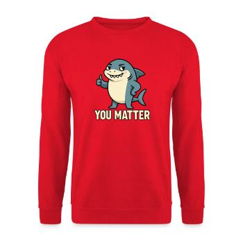 Charming shark with slogan motivation - Unisex Sweatshirt - red - Front - Alina (178cm) & Michal (187cm)