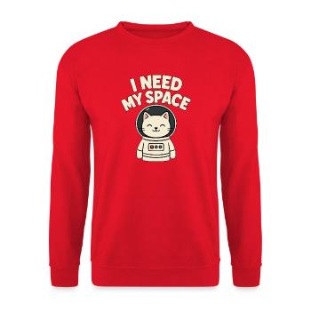 Kätzchen im Astronautenanzug - Unisex Pullover - Rot - Vorne - Alina (178cm) & Michal (187cm)