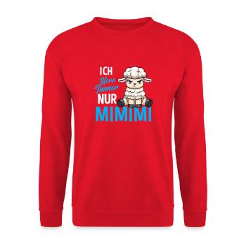 Ich Höre Immer Nur Ein Mimimi Schaf - Unisex Pullover - Rot - Vorne - Alina (178cm) & Michal (187cm)