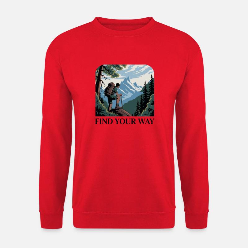 Bergwanderer mit malerischen Gipfeln - Unisex Pullover - Rot