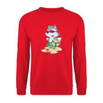 Wolf Strand Anneau de Bain Été - Sweat-shirt Unisexe - rouge - Devant - Alina (178cm) & Michal (187cm)