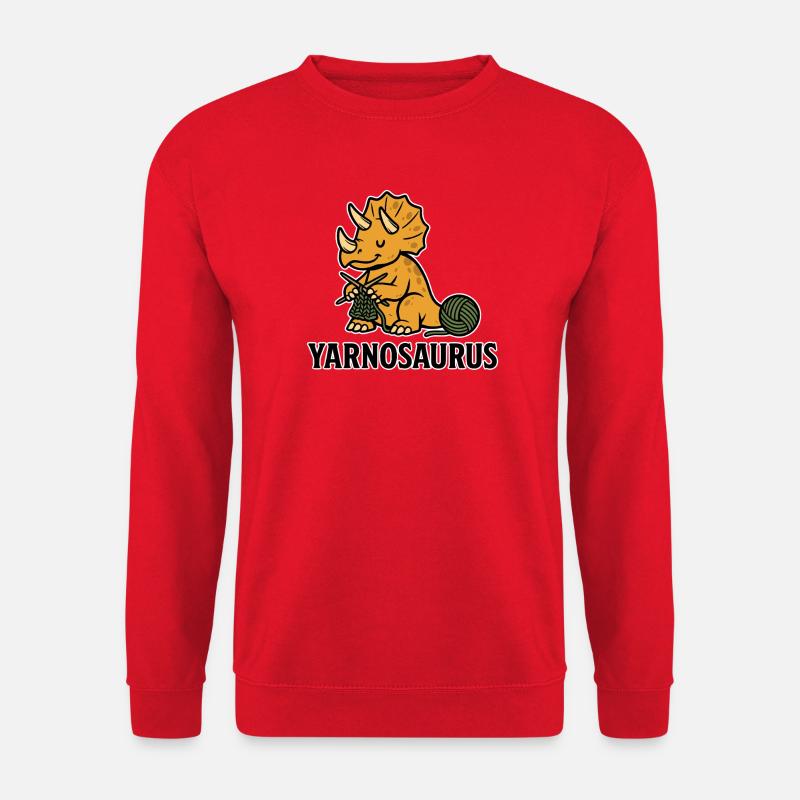 Yarnosaurus beim Stricken - Unisex Pullover - Rot