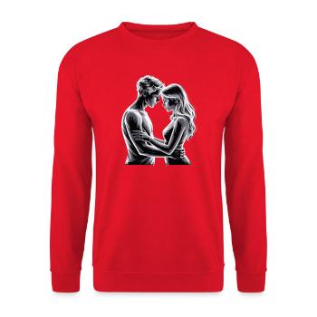 Intimate Black and White Couple Portrait - Unisex Sweatshirt - red - Front - Alina (178cm) & Michal (187cm)