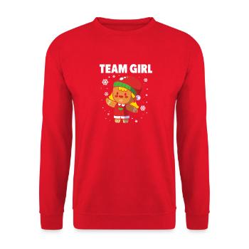Werdender Papa Weihnachten Gender Reveal - Unisex Pullover - Rot - Vorne - Alina (178cm) & Michal (187cm)
