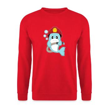 Delfin Feuerwehrmann Feuerwehrschlauch Feuerwehr - Unisex Pullover - Rot - Vorne - Alina (178cm) & Michal (187cm)