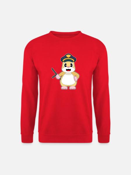 Hamster Policeman Baton Police - Unisex Sweatshirt - red
