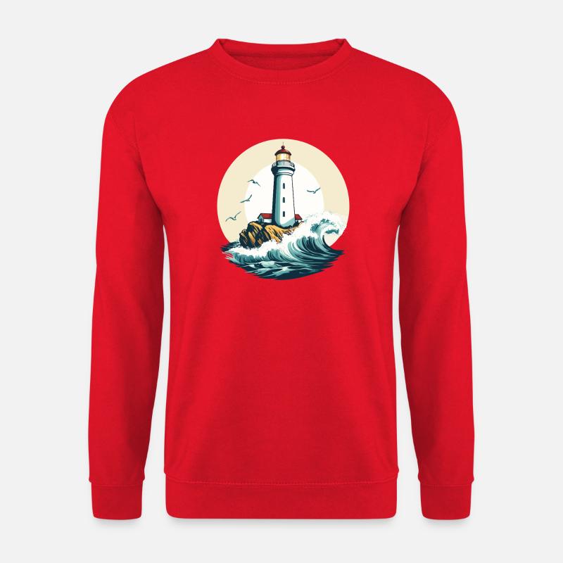 Leuchtturm am Meeresufer - Unisex Pullover - Rot