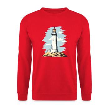 Motif côtier de phare sur le rocher - Sweat-shirt Unisexe - rouge - Devant - Alina (178cm) & Michal (187cm)