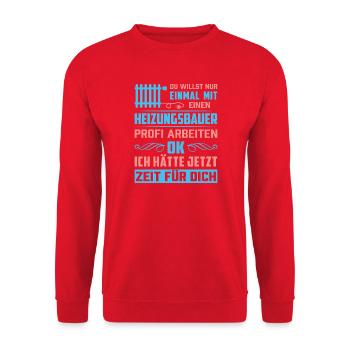Heating Engineer Heating Construction Plumber Plumber - Unisex Sweatshirt - red - Front - Alina (178cm) & Michal (187cm)