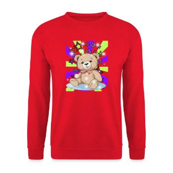Retro Teddy Bear Girls Boys 60s - Unisex Sweatshirt - red - Front - Alina (178cm) & Michal (187cm)