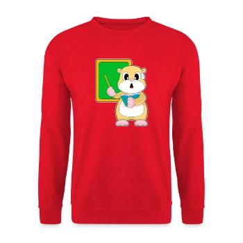 hamster teacher blackboard school - Unisex Sweatshirt - red - Front - Alina (178cm) & Michal (187cm)