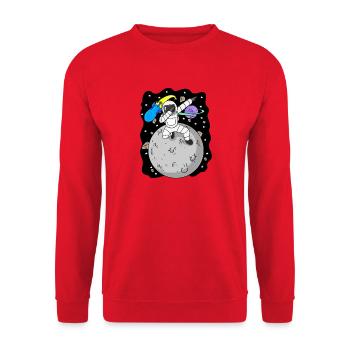 Astronaut auf dem Mond - Unisex Pullover - Rot - Vorne - Alina (178cm) & Michal (187cm)