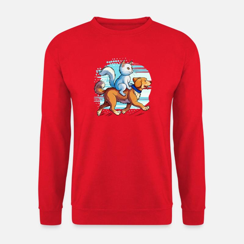 KATZE REITET AUF HUND - Unisex Pullover - Rot
