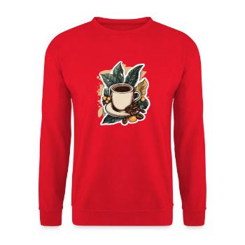 Kaffee - Unisex Pullover - Rot - Vorne - Alina (178cm) & Michal (187cm)
