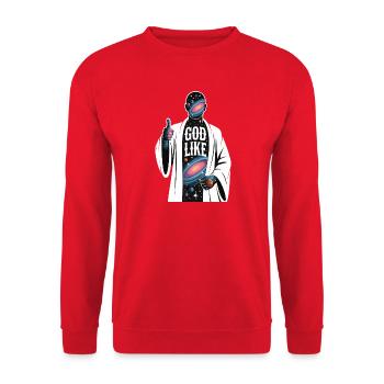 God Like Galaxy Design - Unisex Sweatshirt - red - Front - Alina (178cm) & Michal (187cm)