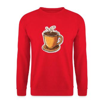 Kaffee - Unisex Pullover - Rot - Vorne - Alina (178cm) & Michal (187cm)