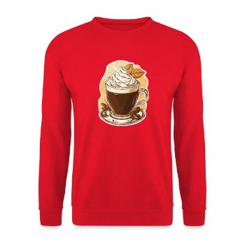 Kaffee - Unisex Pullover - Rot - Vorne - Alina (178cm) & Michal (187cm)