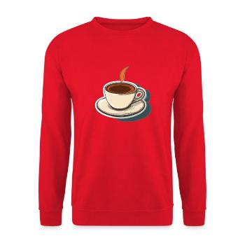 Kaffee - Unisex Pullover - Rot - Vorne - Alina (178cm) & Michal (187cm)