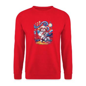 Shih Tzu de la nuit étoilée - Sweat-shirt Unisexe - rouge - Devant - Alina (178cm) & Michal (187cm)