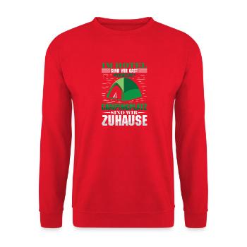 Camper Camping Caravan Saying - Unisex Sweatshirt - red - Front - Alina (178cm) & Michal (187cm)
